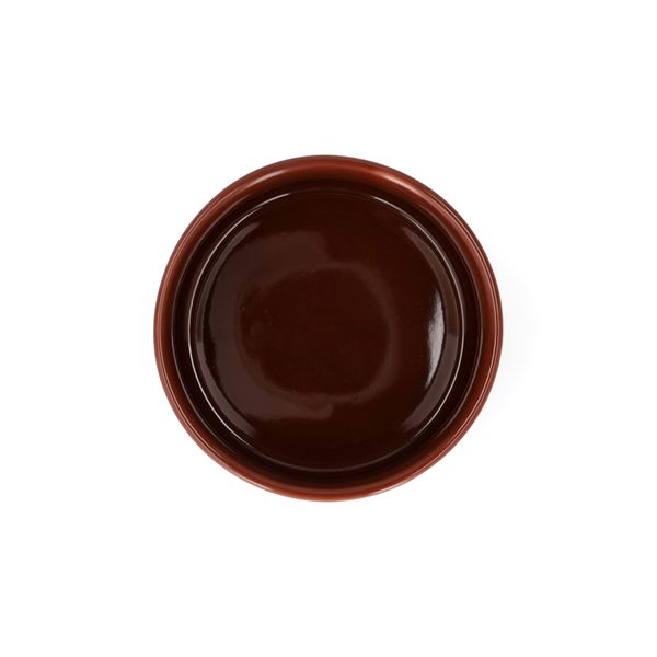 Ikebana schaal, porselein, roodbruin, Ø10 cm