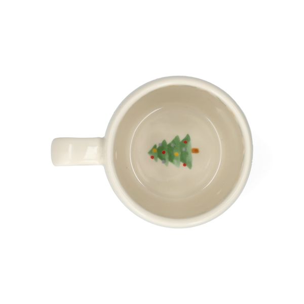 Mok, steengoed, dieren in een kerstbos, Ø8.5 cm