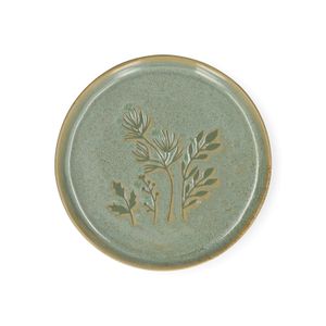 Assiette à dessert/gâteau, brindilles, grès réactif, vert, Ø15 cm