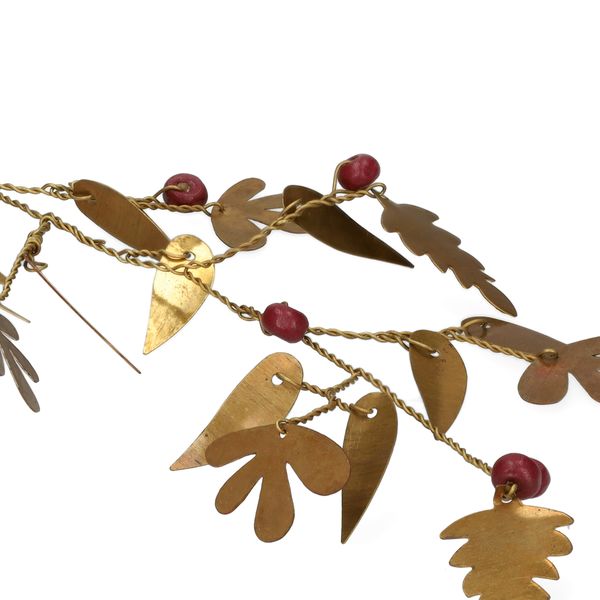 Hanger met kraaltjes en blaadjes, brass, 25 cm