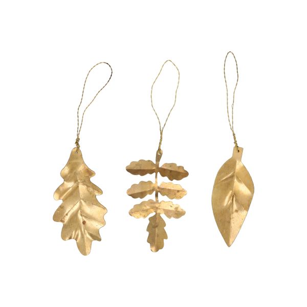 Hangers, brass, blaadjes, set van 3