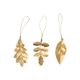Hangers, brass, blaadjes, set van 3
