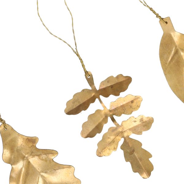 Hangers, brass, blaadjes, set van 3
