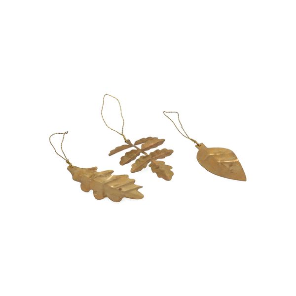 Hangers, brass, blaadjes, set van 3