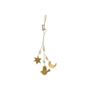 Hanger, brass, vogel, maan, ster, 15 cm