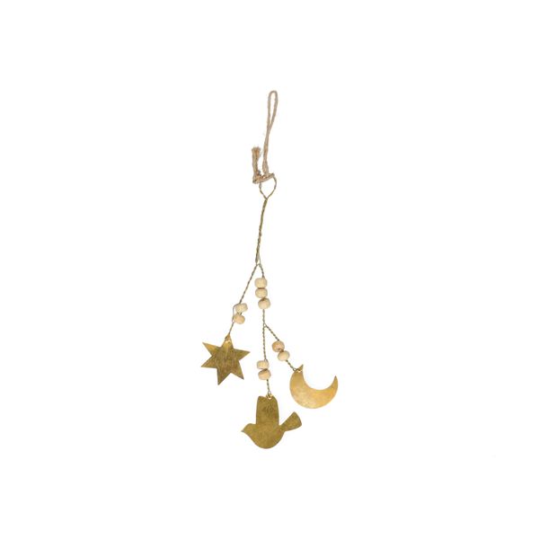 Hanger, brass, vogel, maan, ster, 15 cm