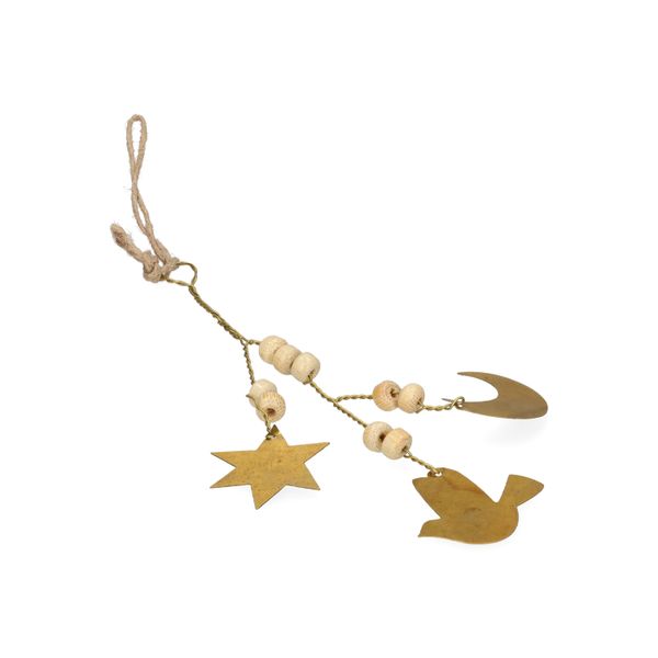 Hanger, brass, vogel, maan, ster, 15 cm