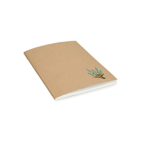 Schrift, kraftpapier, geborduurde lavendel, A5