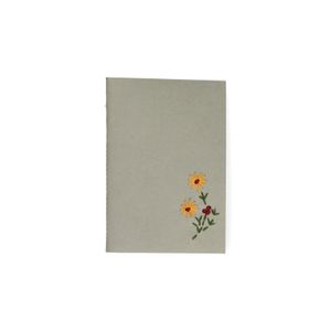 Heft, farbiges Kraftpapier, gestickte Blume, A6