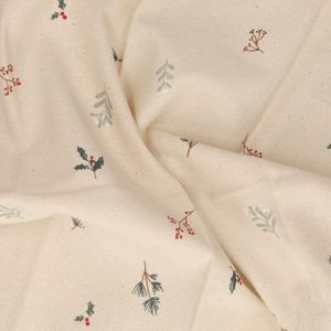 Serviette de table, coton recyclé, brindilles de Noël, 40 x 40 cm
