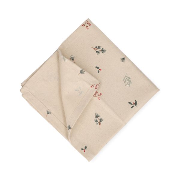 Serviette de table, coton recyclé, brindilles de Noël, 40 x 40 cm