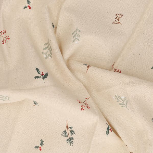 Serviette de table, coton recyclé, brindilles de Noël, 40 x 40 cm