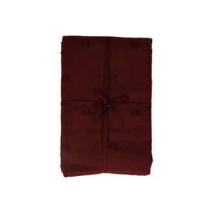 Nappe brodée, coton bio GOTS, brindilles, bordeaux, 145 x 250 cm