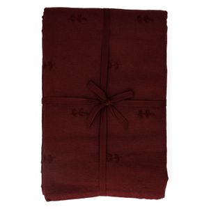 Nappe brodée, coton bio GOTS, brindilles, bordeaux, 145 x 350 cm