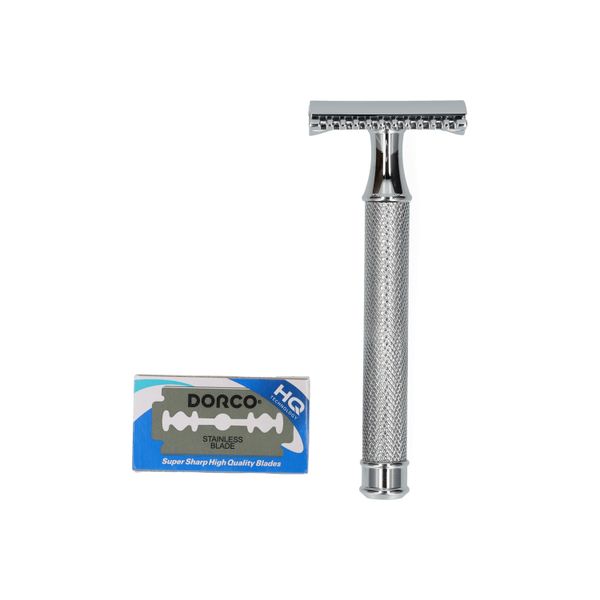 Rasoir de sûreté avec 10 lames, inox