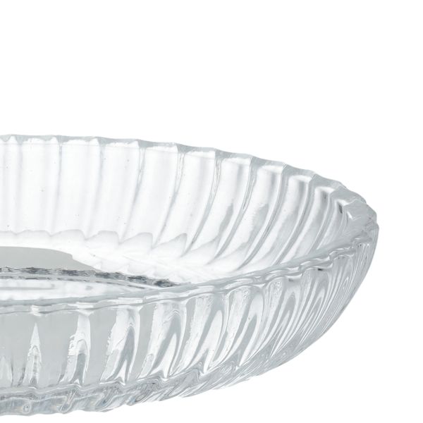 Zeepschaaltje, geribbeld glas, 14,5 cm x 3 cm