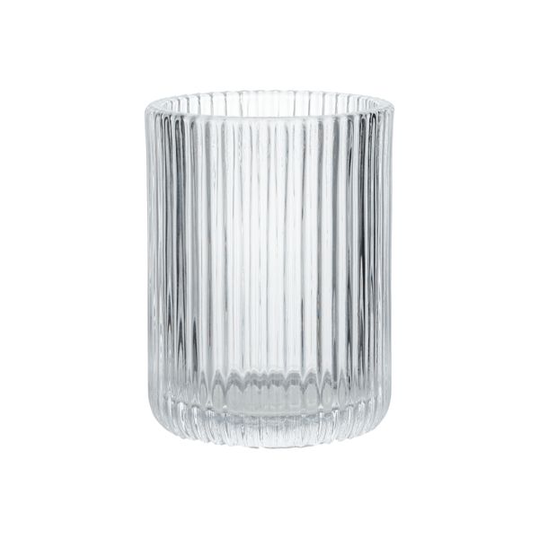 Tandenborstelbeker, geribbeld glas, Ø7 x 9,5 cm