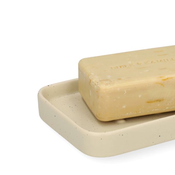 Zeepschaaltje, keramiek, beige spikkel, 13,4 cm x 9,4 cm