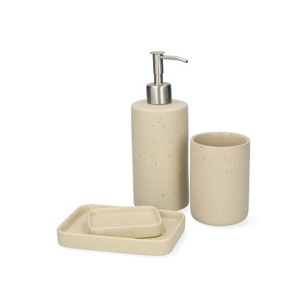 Zeepschaaltje, keramiek, beige spikkel, 13,4 cm x 9,4 cm