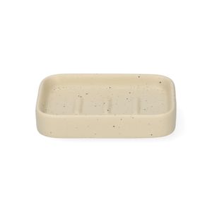 Porte-savon, céramique, beige moucheté, 8,4 cm x 6,4 cm