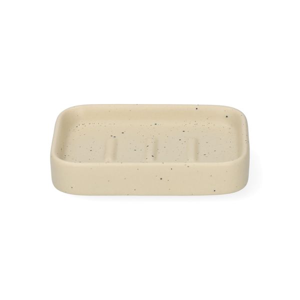 Zeepbakje, keramiek, beige spikkel, 8,4 cm x 6,4 cm