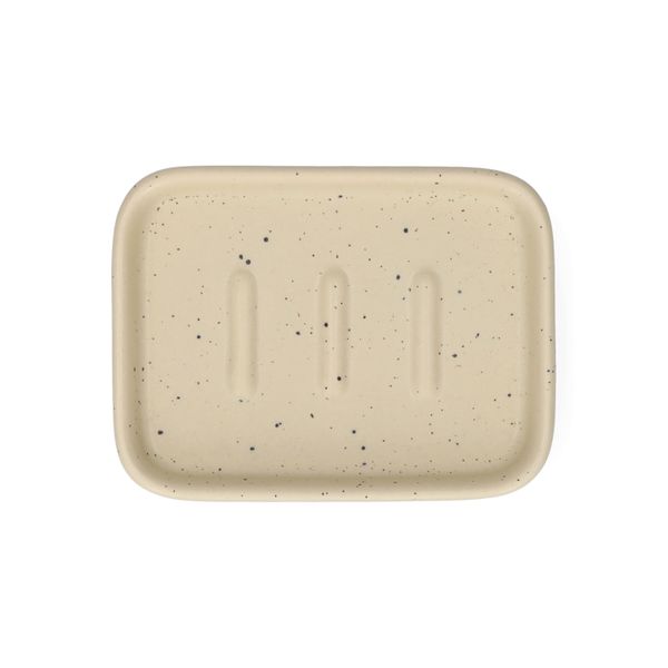 Zeepbakje, keramiek, beige spikkel, 8,4 cm x 6,4 cm