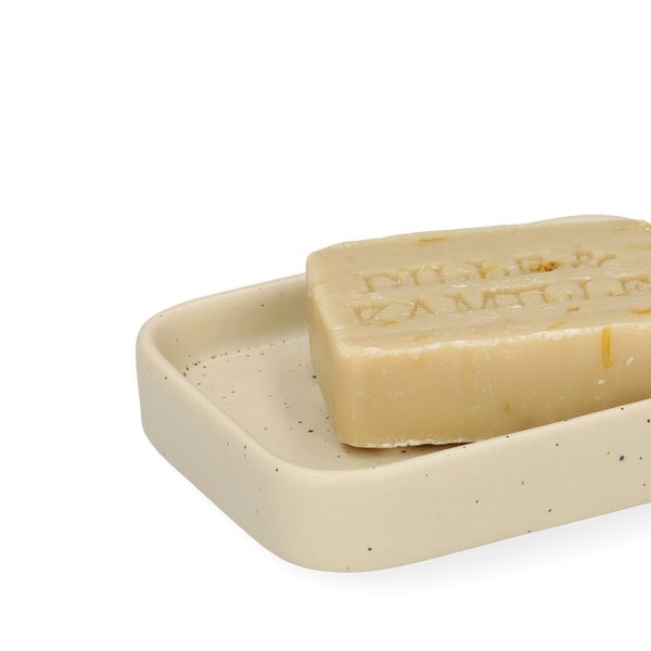 Zeepbakje, keramiek, beige spikkel, 8,4 cm x 6,4 cm