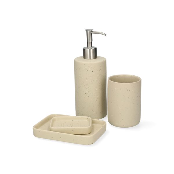 Zeepbakje, keramiek, beige spikkel, 8,4 cm x 6,4 cm