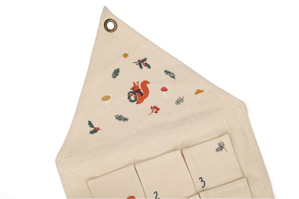 Adventskalender, ongebleekt bio-katoen, bosvondsten