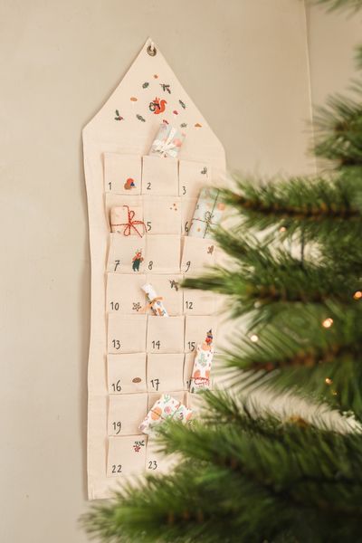 Adventskalender, ongebleekt bio-katoen, bosvondsten