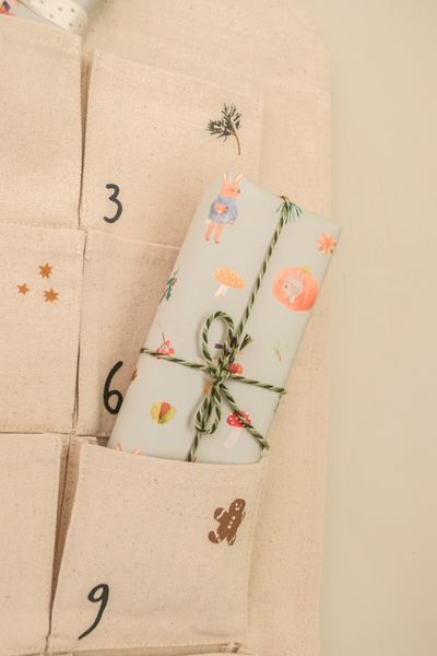 Adventskalender, ongebleekt bio-katoen, bosvondsten