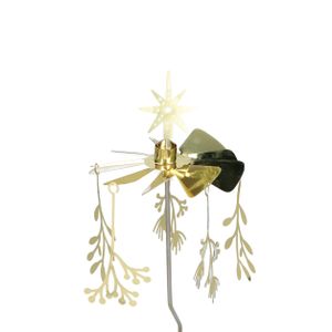 Roterend molentje met kersttakjes, metaal, goudkleurig