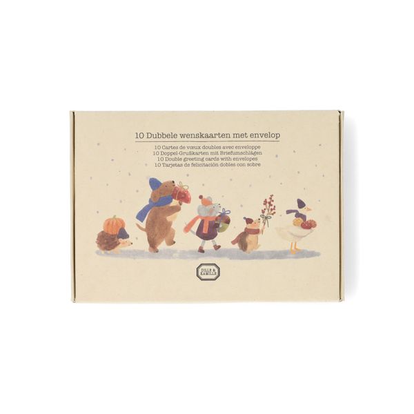 Kerstkaarten met envelop, papier, bosvondsten, 10 stuks