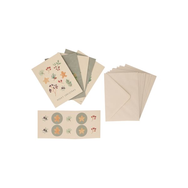 Cartes de Noël avec enveloppe, papier, brindilles de Noël, 10 unités