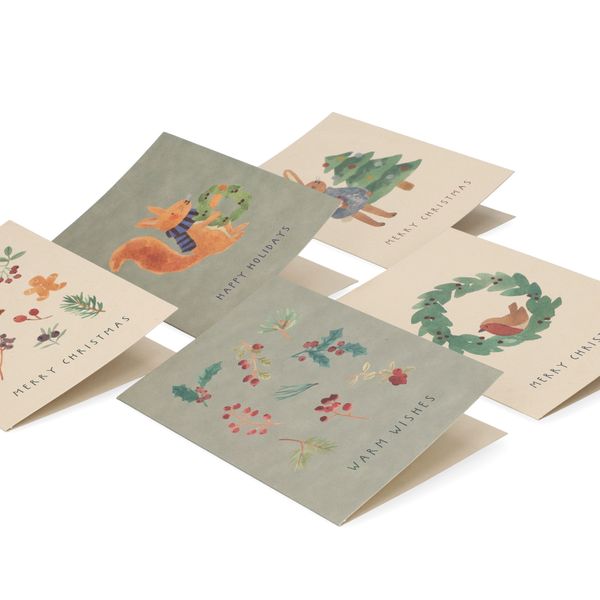 Cartes de Noël avec enveloppe, papier, brindilles de Noël, 10 unités