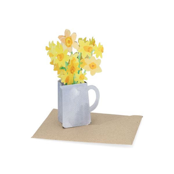 Kaart 3D met envelop, narcissen