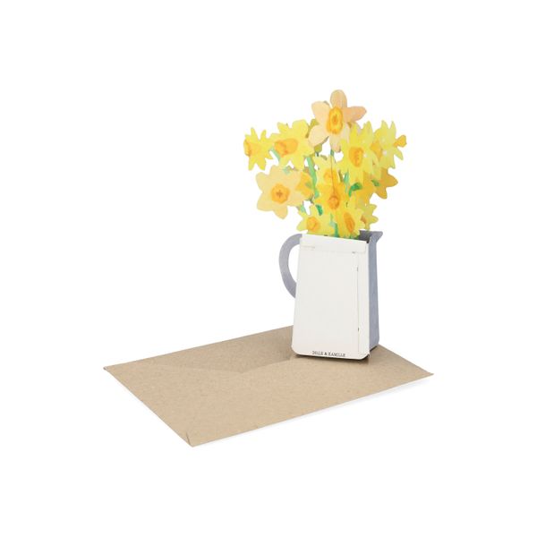 Kaart 3D met envelop, narcissen