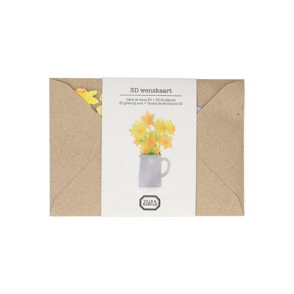 Kaart 3D met envelop, narcissen