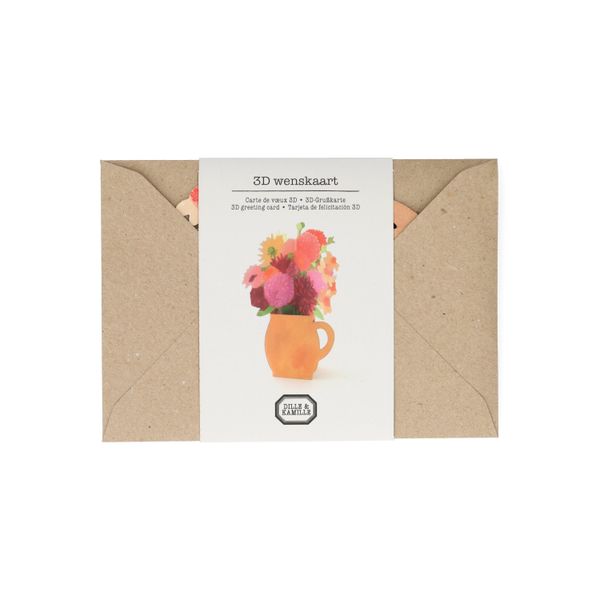 Kaart 3D met envelop, dahlia's