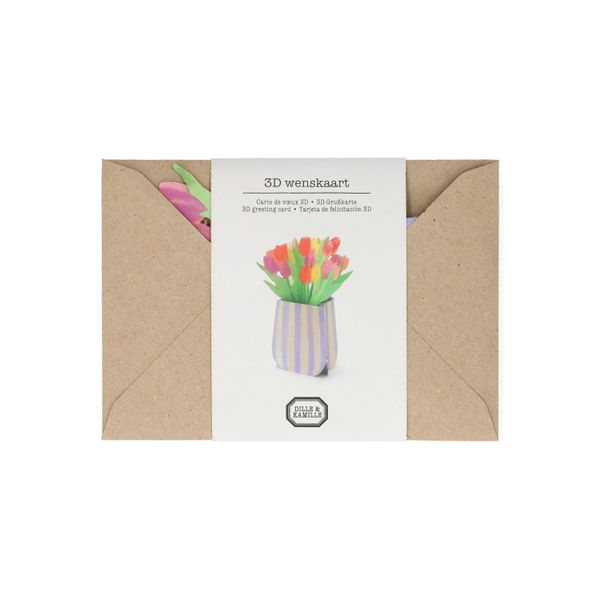 Kaart 3D met envelop, tulpen