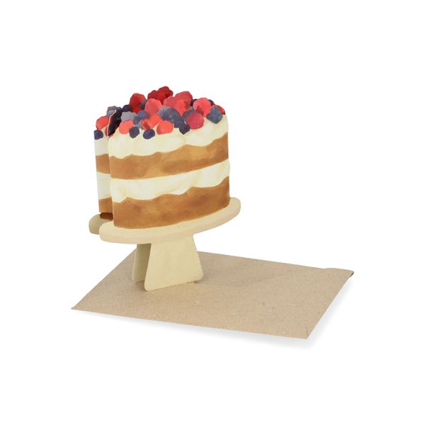 Kaart 3D met envelop, taart met fruit