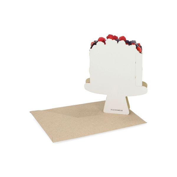 Kaart 3D met envelop, taart met fruit