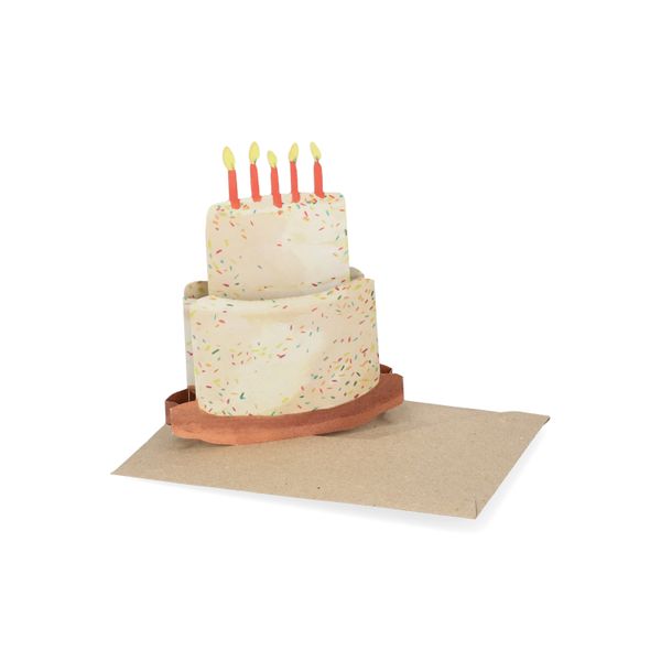Kaart 3D met envelop, taart met kaarsen
