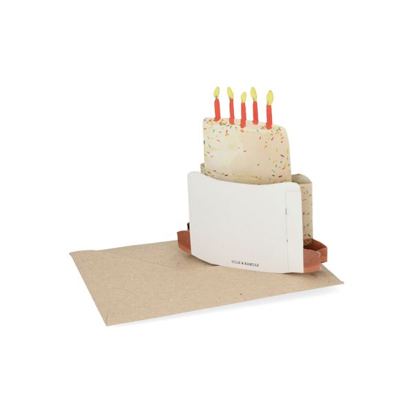 Kaart 3D met envelop, taart met kaarsen