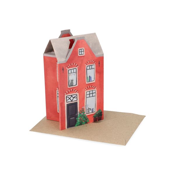 Kaart 3D met envelop, gevelhuisje