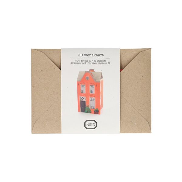 Kaart 3D met envelop, gevelhuisje