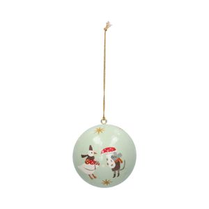 Kerstbal, katoenmaché, gans en muis, lichtgroen, Ø7 cm Kerstbal, katoenmaché, gans en muis, lichtgroen, Ø7 cm