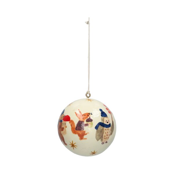 Boule de Noël, coton mâché, animaux de la forêt, vert clair, Ø7 cm Boule de Noël, coton mâché, animaux de la forêt, vert clair, Ø7 cm