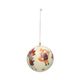 Kerstbal, katoenmaché, bosdieren, wit, Ø7 cm