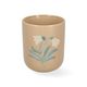 Becher, Steingut, sandfarben,  Glockenblume, 280 ml